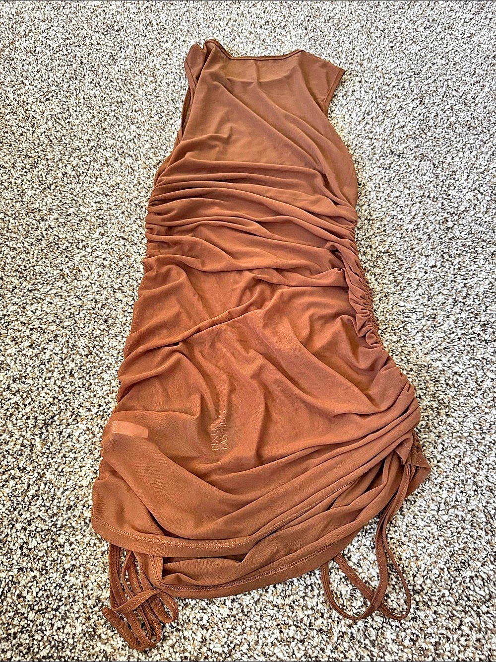 Pinup Shear Fashion Ruched Brown Mini Dress NWT Small - Picture 3 of 5